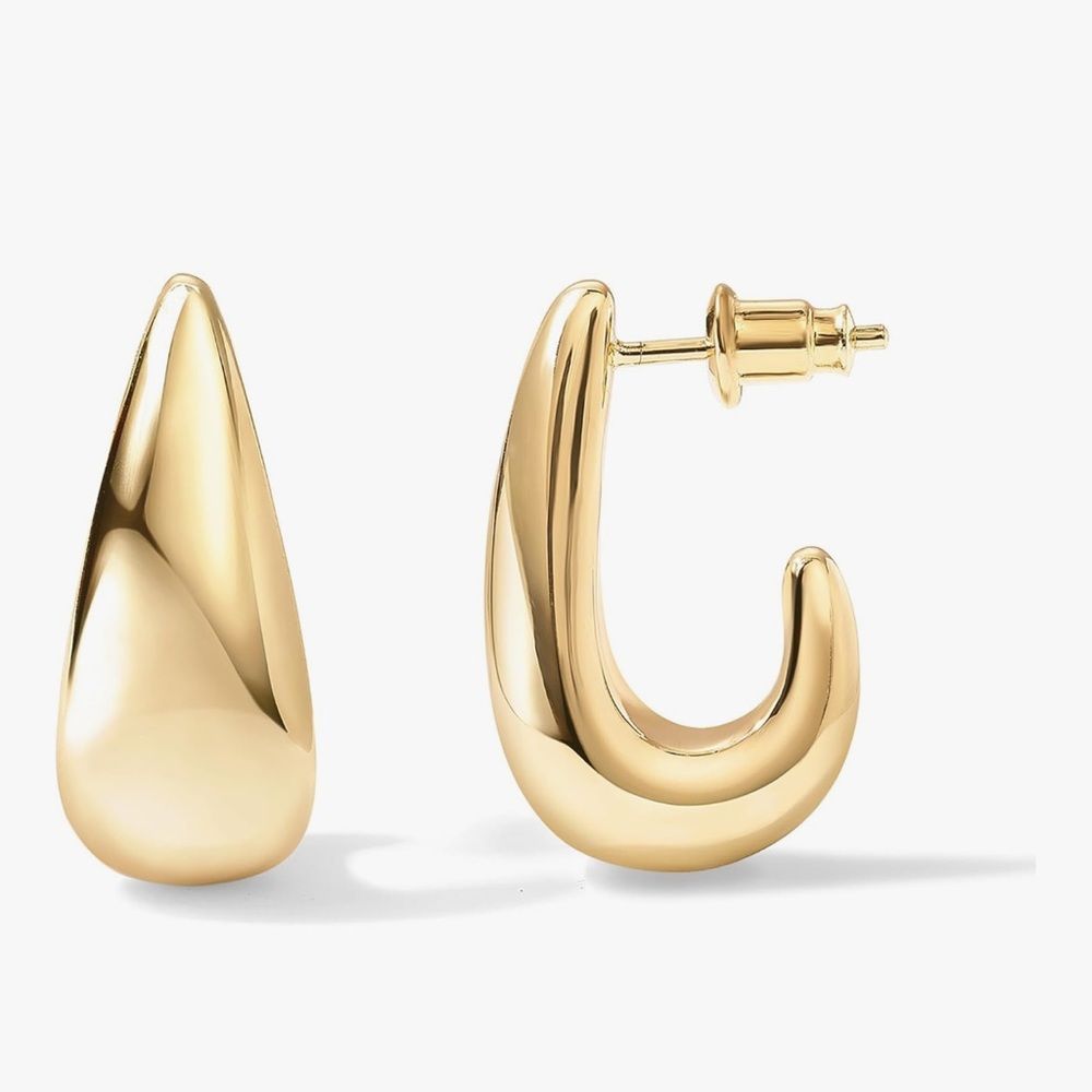 New 14k Gold Plated 925 Sterling Silver Post Statement Huggie Earrings